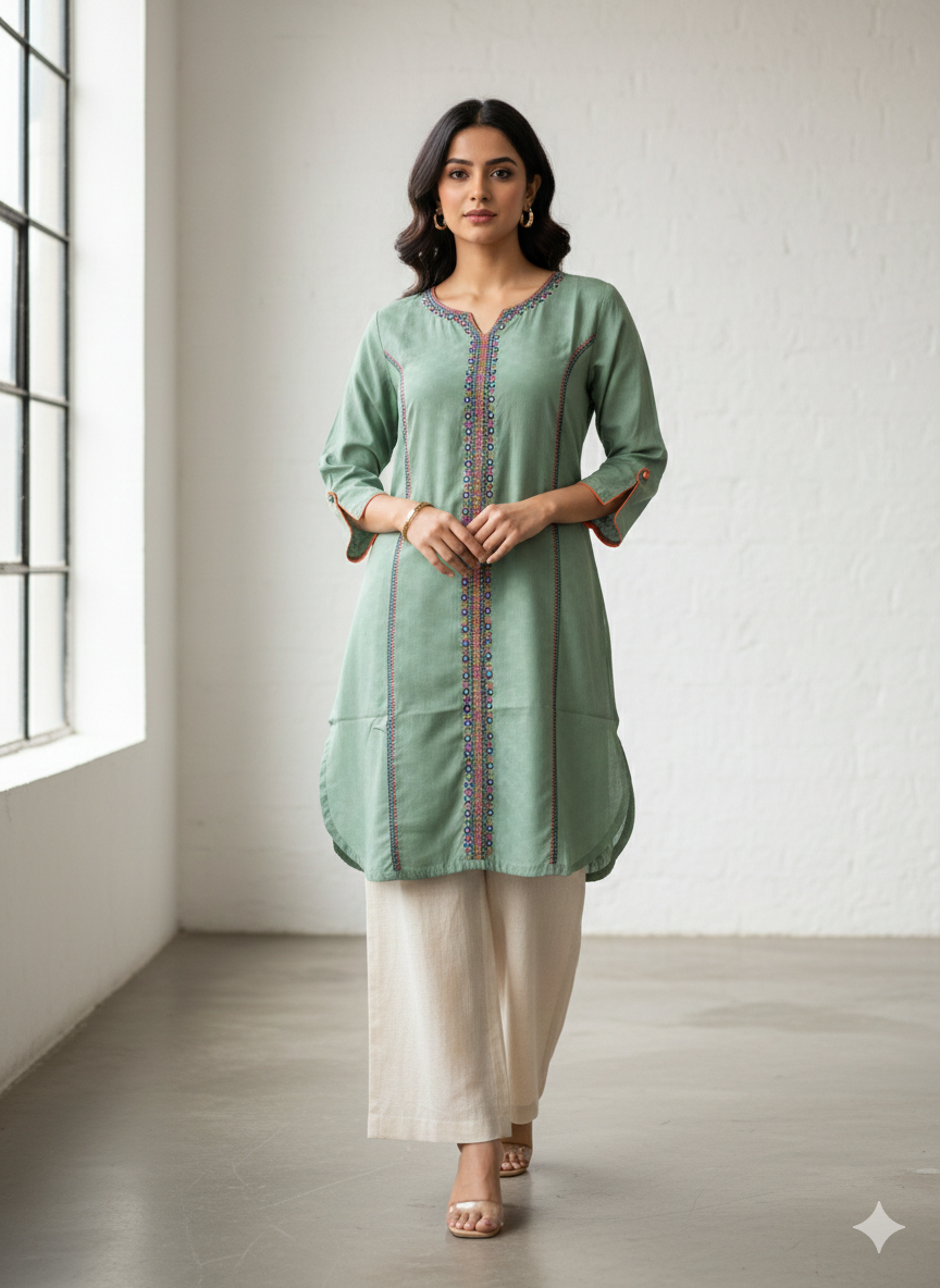 St108- Floral Embroidered Top