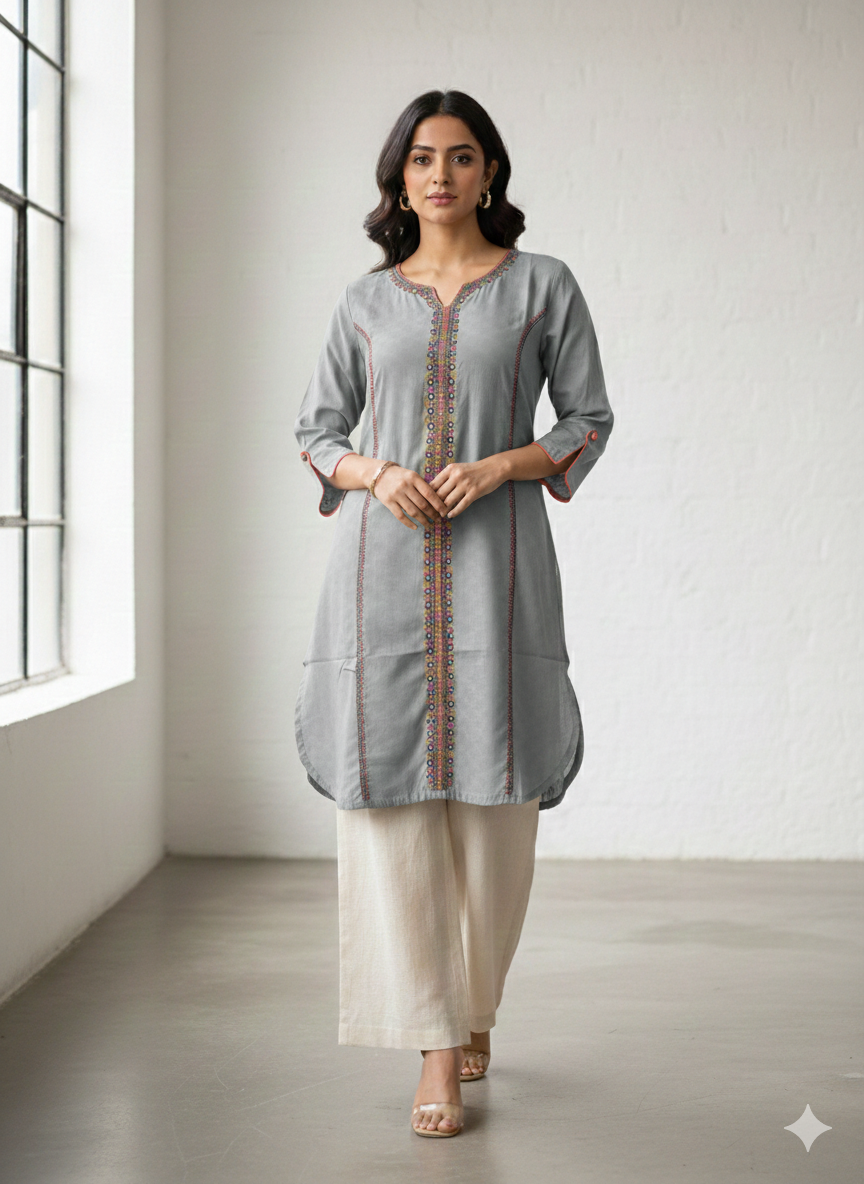 St108- Floral Embroidered Top