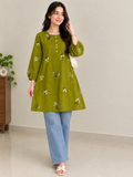 St139- Sunflower and leaf embroidered top