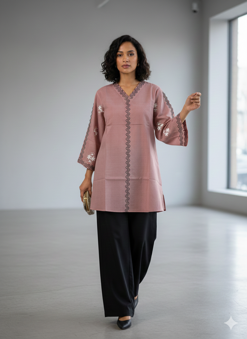 St005 - Royal Sleeves Embroidered Top