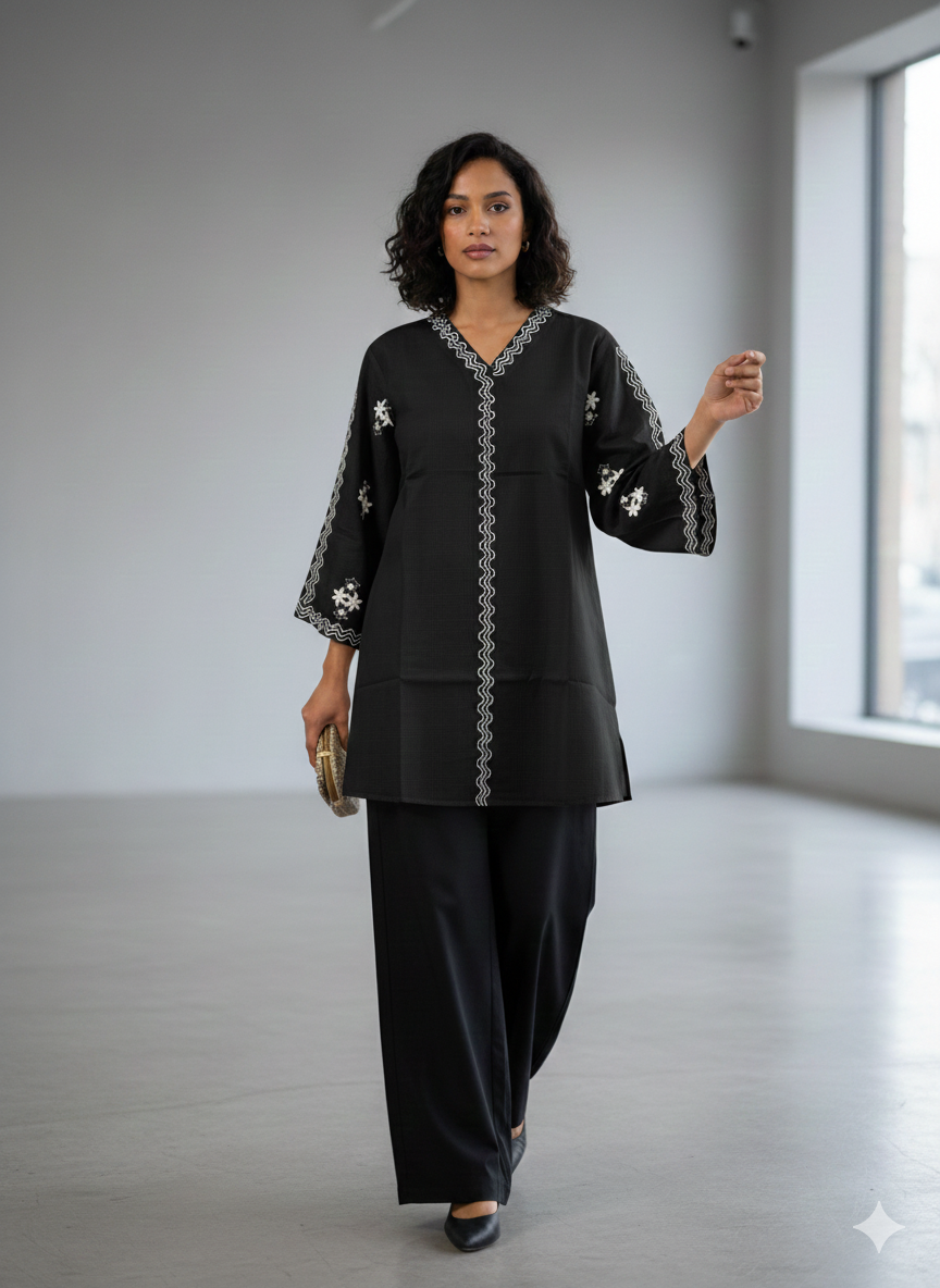 St005 - Royal Sleeves Embroidered Top