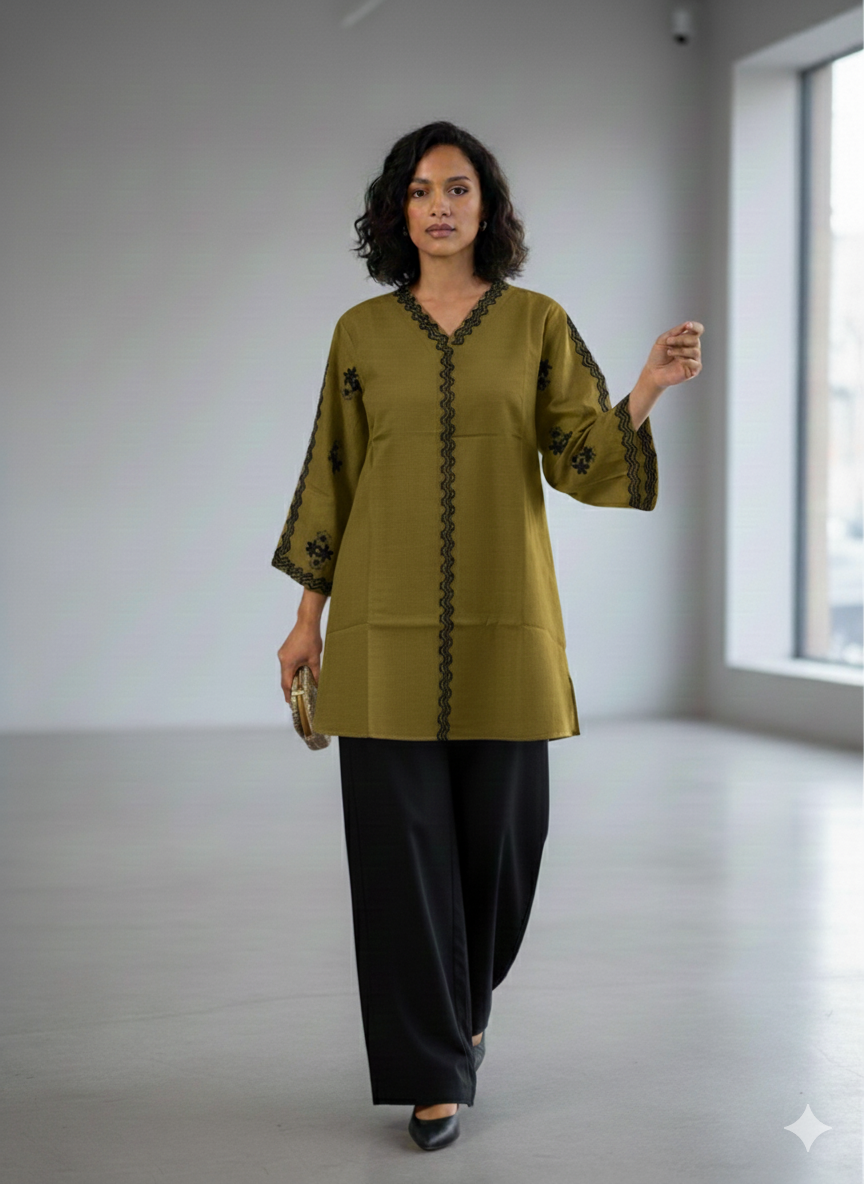 St005 - Royal Sleeves Embroidered Top