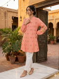 St125- Cotton Frill Random Embroidered Frock