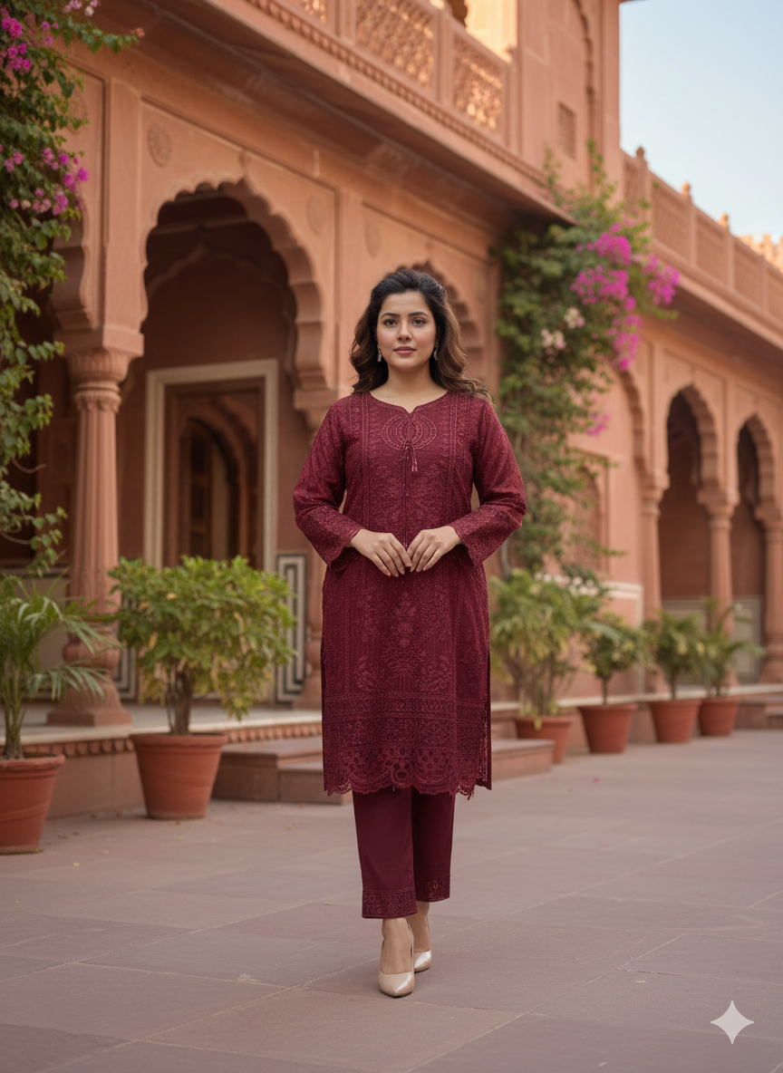 Lf003- 3pc Organza Sequence Embroidered Shirt With Trouser And Sequence Dupatta