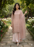 Lf006- 3pc Crystal Silk Shirt With Katan Flapper And Crystal Silk Dupatta