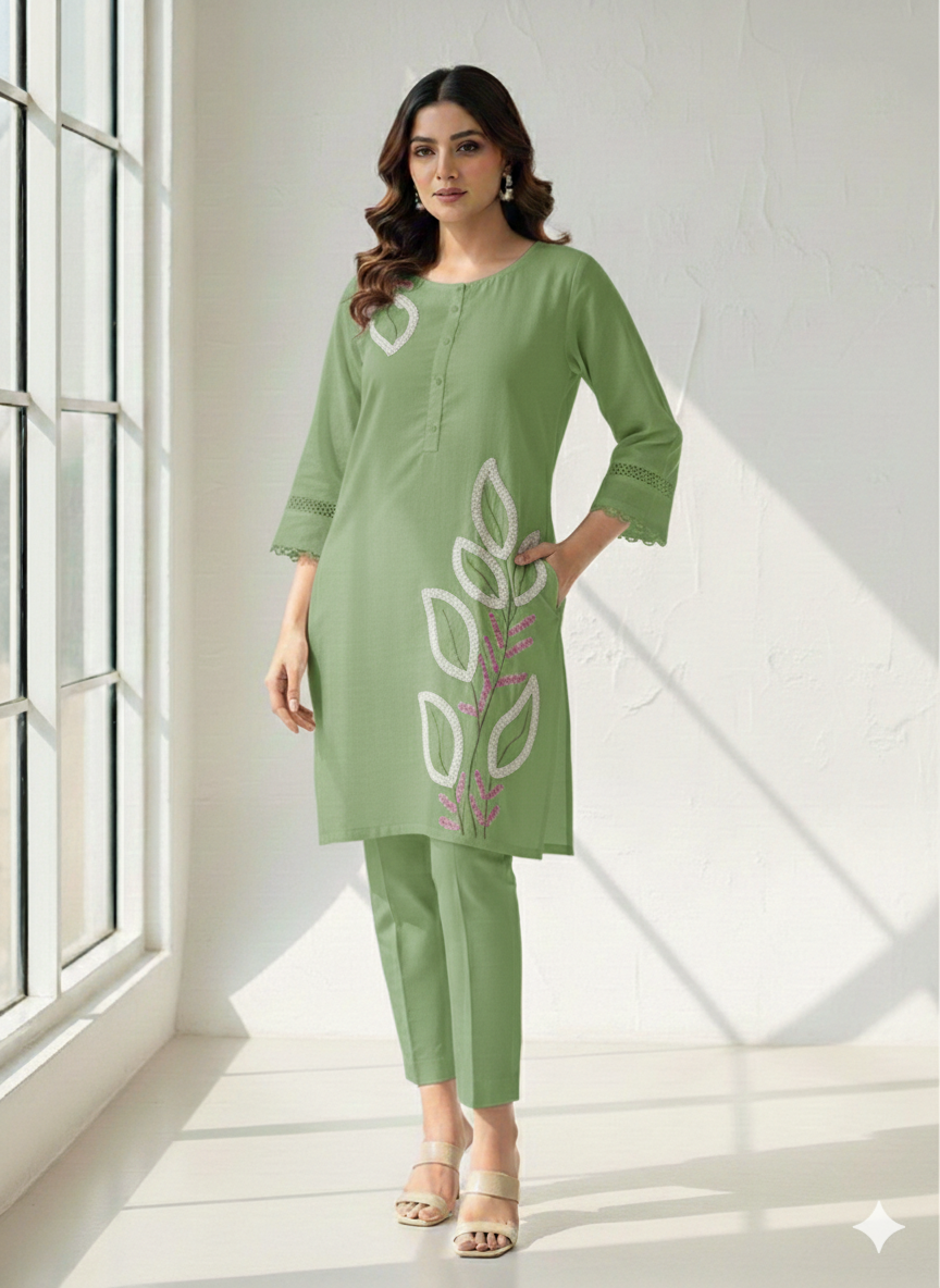 St100- Flower Embroidered Top