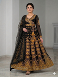 Lf091- 3pc Shafoon Embroidered Andrakha Maxi With Trouser And Dupatta