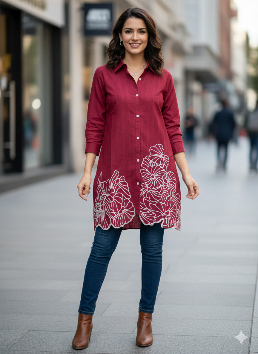 St117- Daman Embroiderd Top