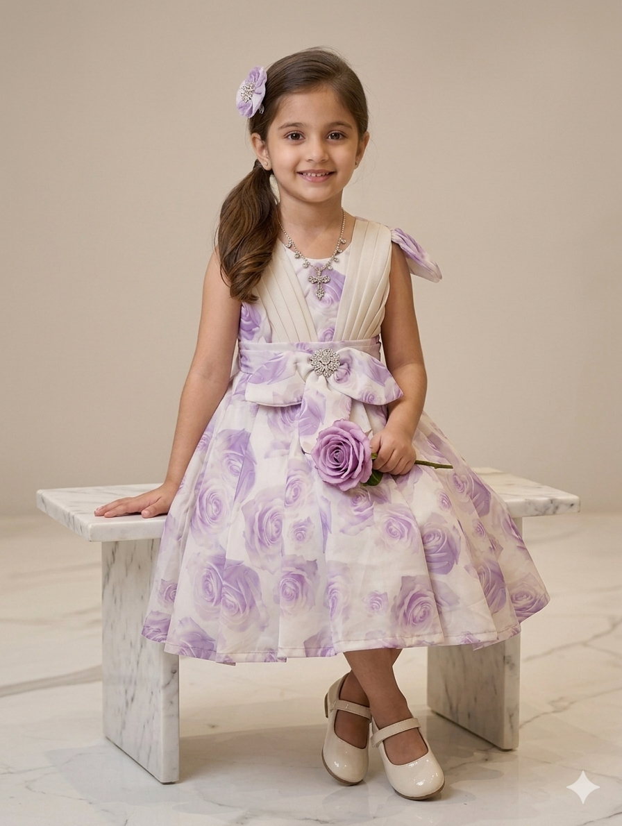 Ff035- Organza Printed Frock