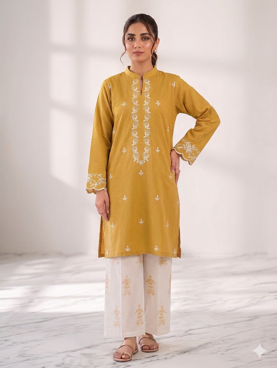 Cs057-Trending Heavy Embroidered Cotton Cordset