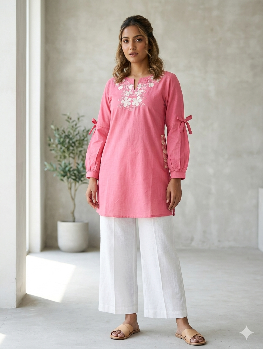 St128- Neck Working Embroiderd Top