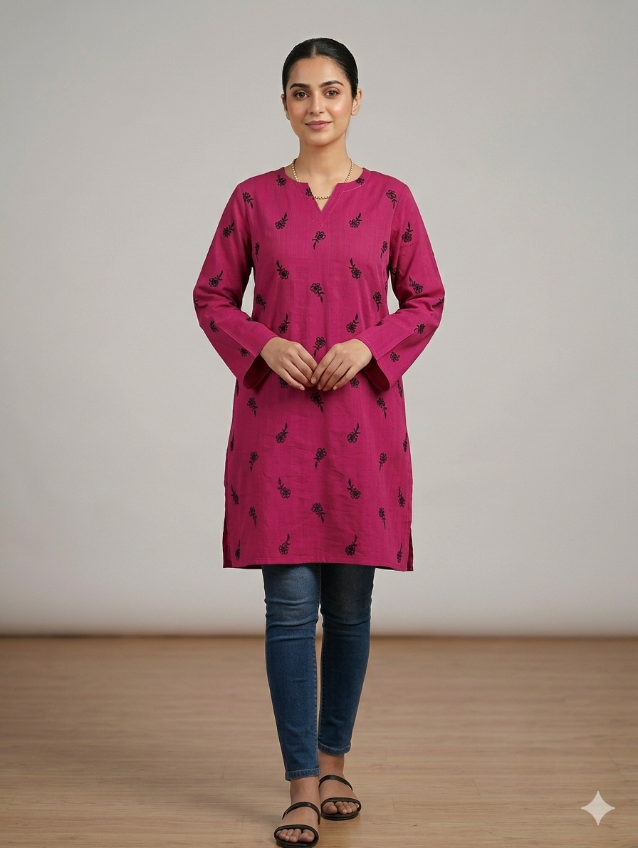 St133-Random Floral Embroidered Top