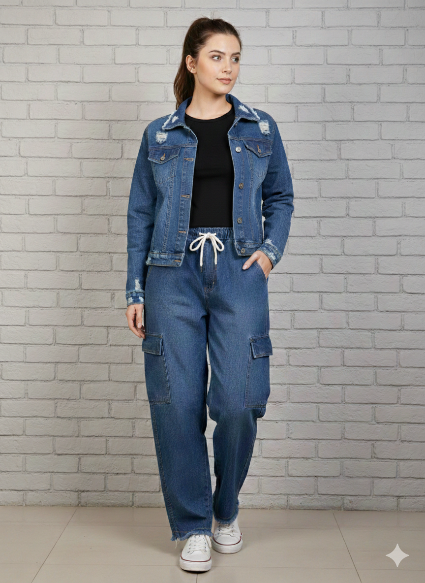 Cs042- 2pc Imported Denim Cordset