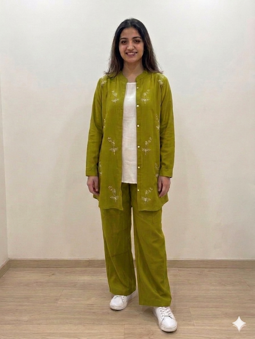 Cs052- 3pc Imported Grip Cordset- Embroidered Button Down Shirt With Inner And Cargo Trouser