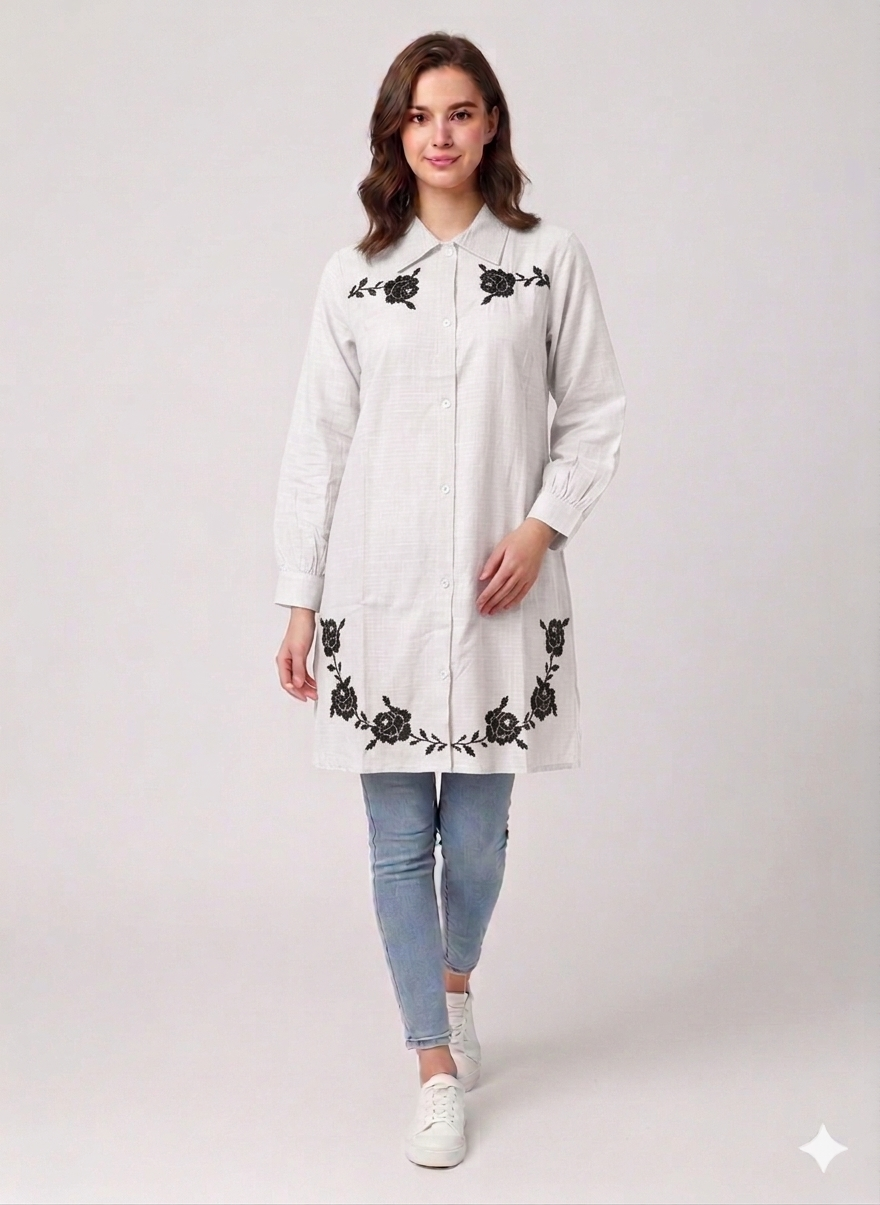 St053- Floral Embroidered Top