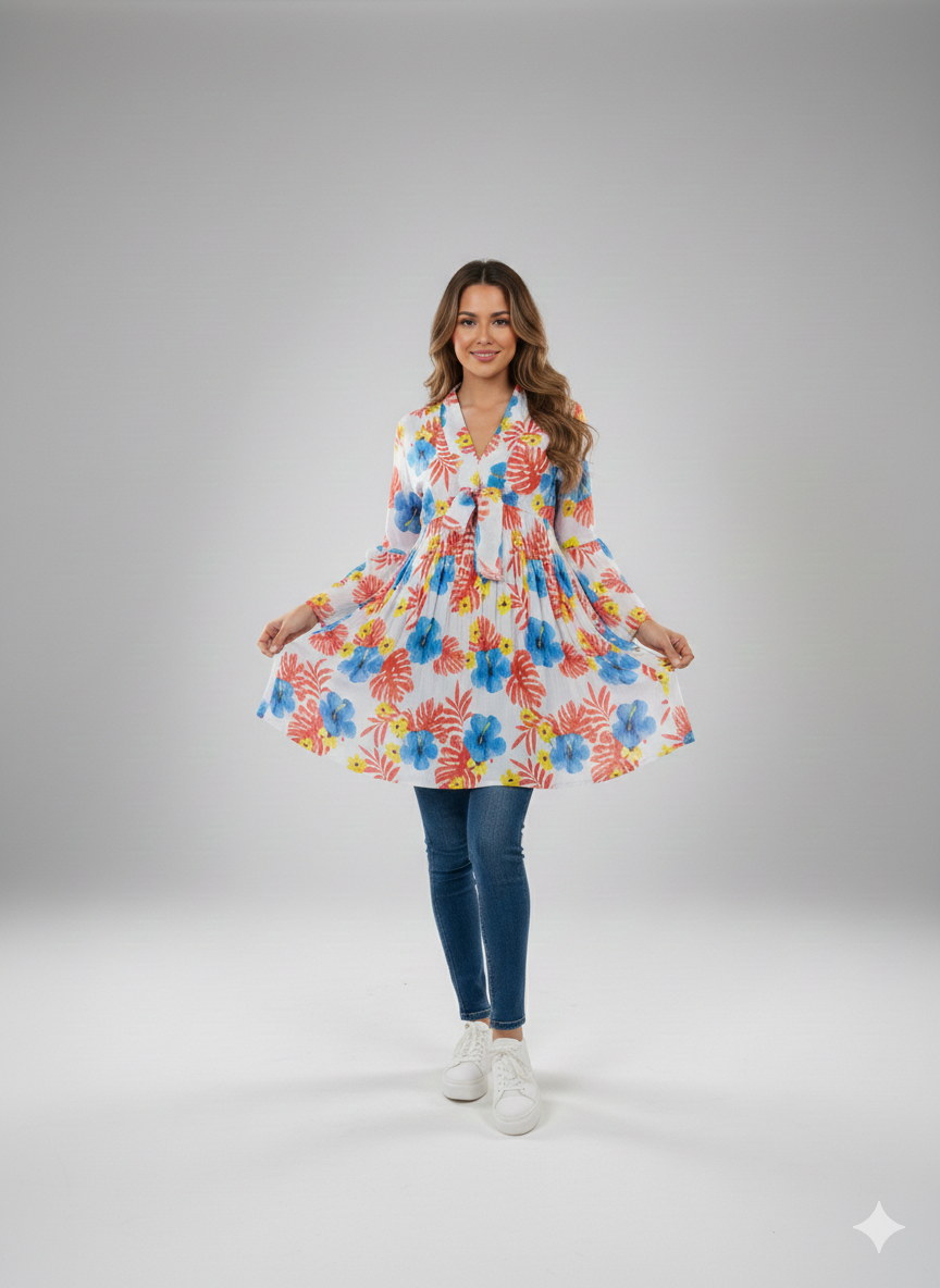 Gt021- Georgette Printed Tie Frock