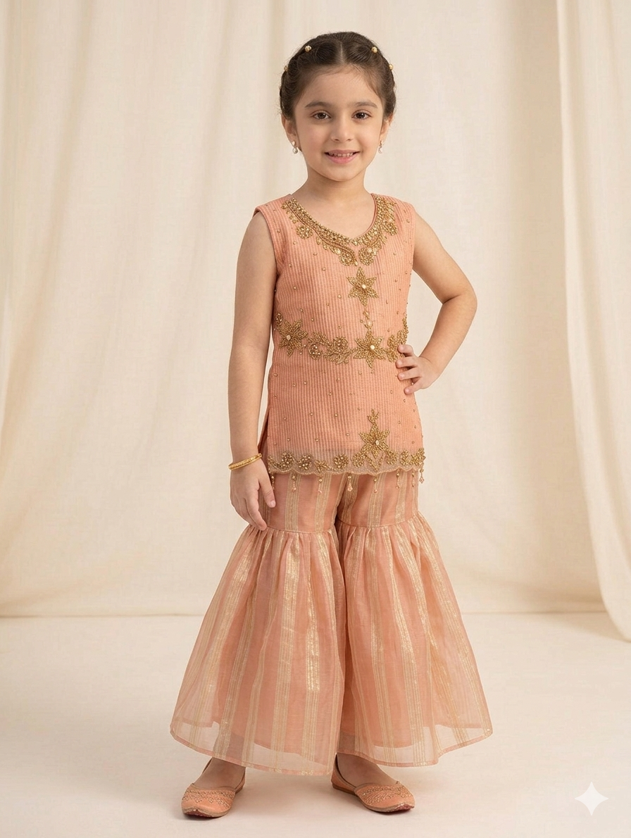 Ff022- China Masoori Handmade Shirt With Sharara
