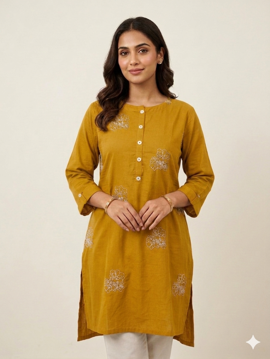 St127- Slub Embroiderd Top