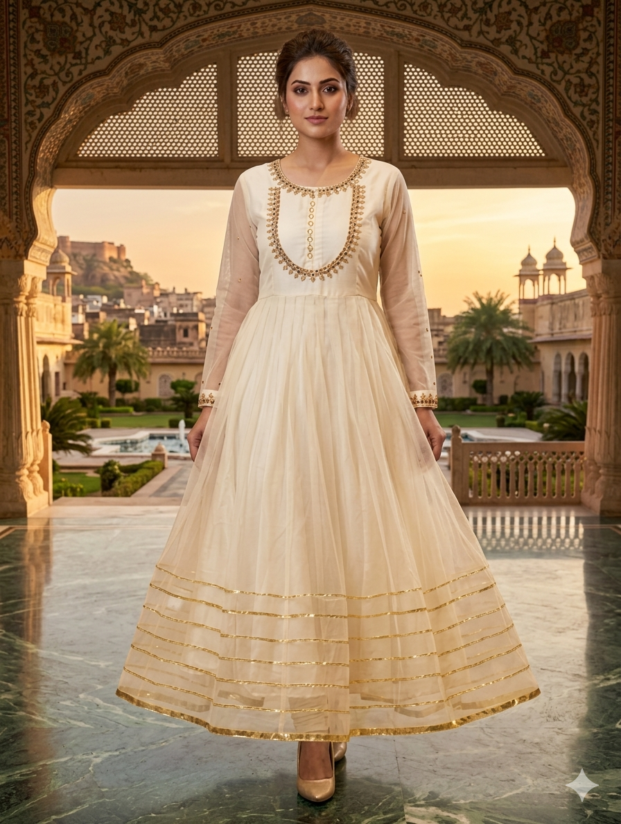 Lf055- 3pc Organza Flayer Maxi With Daman Lace And HandMade Neckline With Trouser And Organza Dupatta
