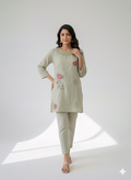 St098- Flower Embroidered Top