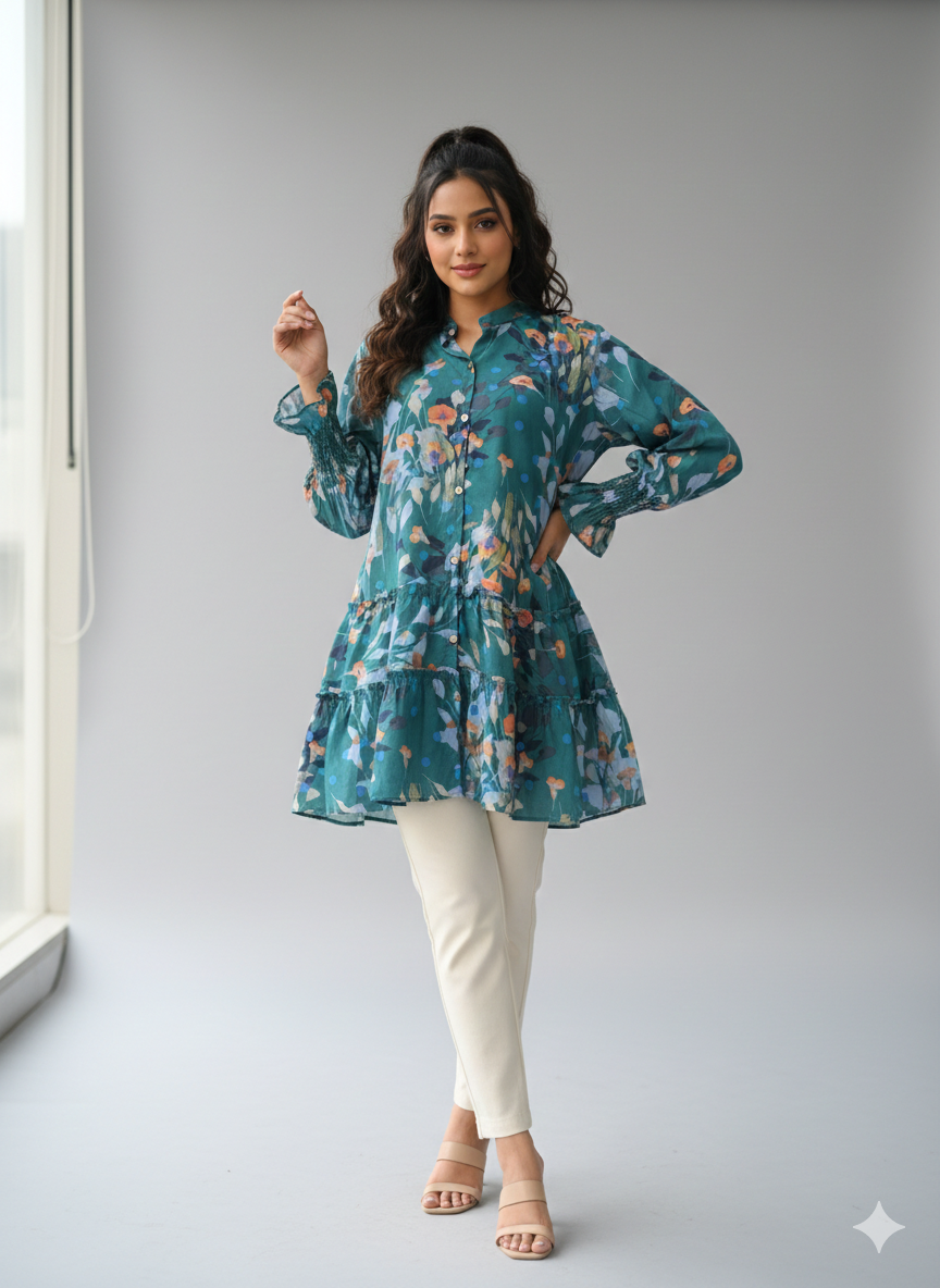 Gt006- Imported Georgette Printed Frock