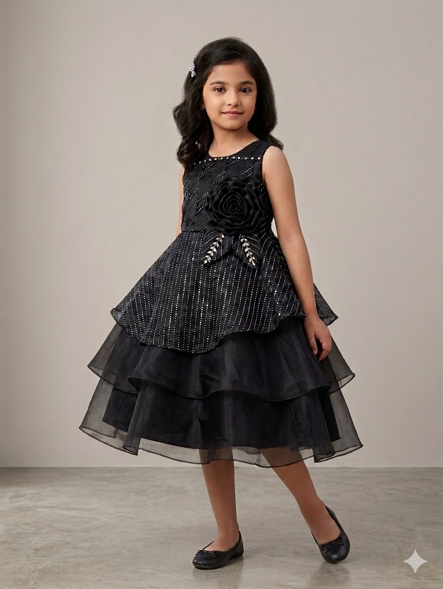 Ff002- Crystal Silk Floral Frock