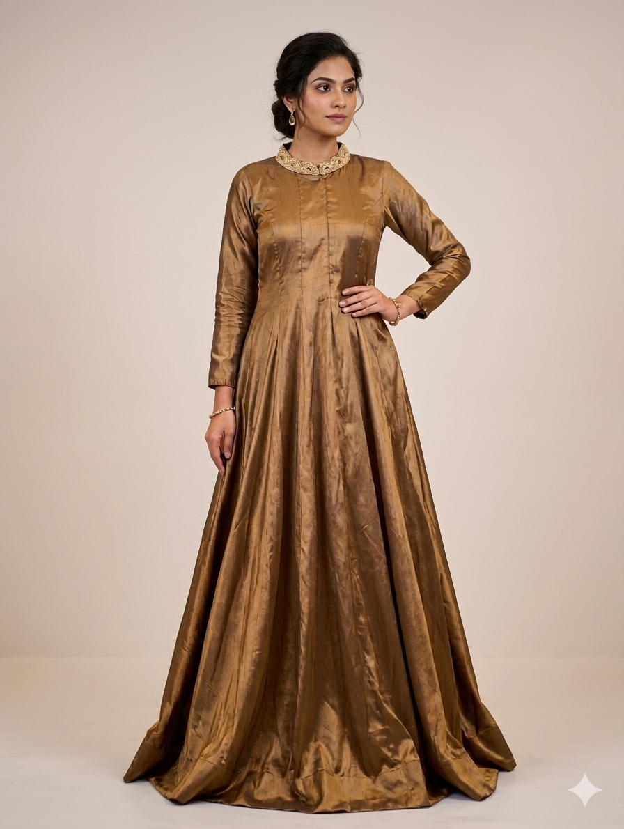 Lf095- 3pc Double-Tone Maxi With Trouser And Organza Dupatta