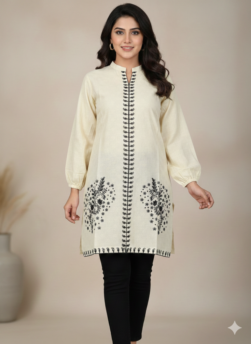 St116- Daman Embroiderd Floral Top