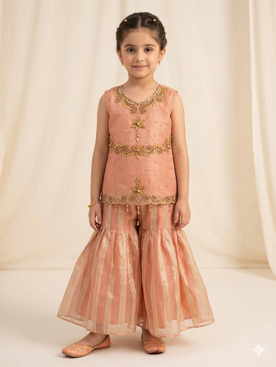 Ff022- China Masoori Handmade Shirt With Sharara