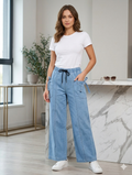 J023- Bow Pocket Baggy Jeans