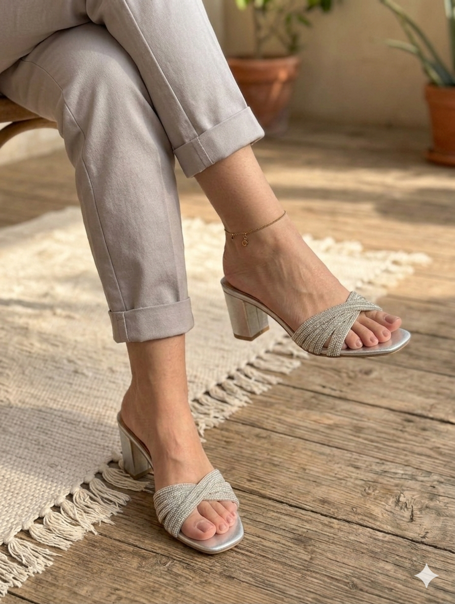 Sh006- Block Heel Cross String Chappal