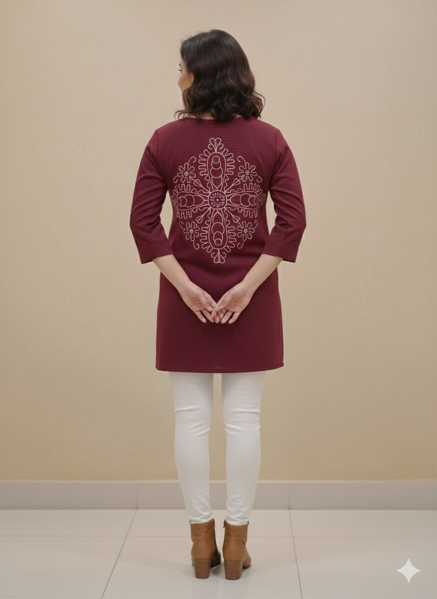 St114- New Crush Front Back Embroiderd Top