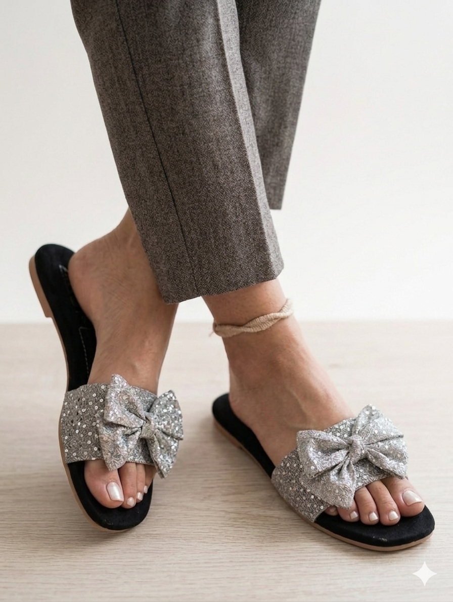 Sh106- Moonlight Bow Style Flat Chappal