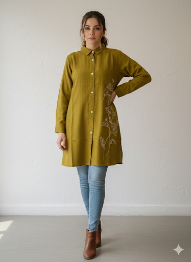 St118- Side Embroiderd Flower Top