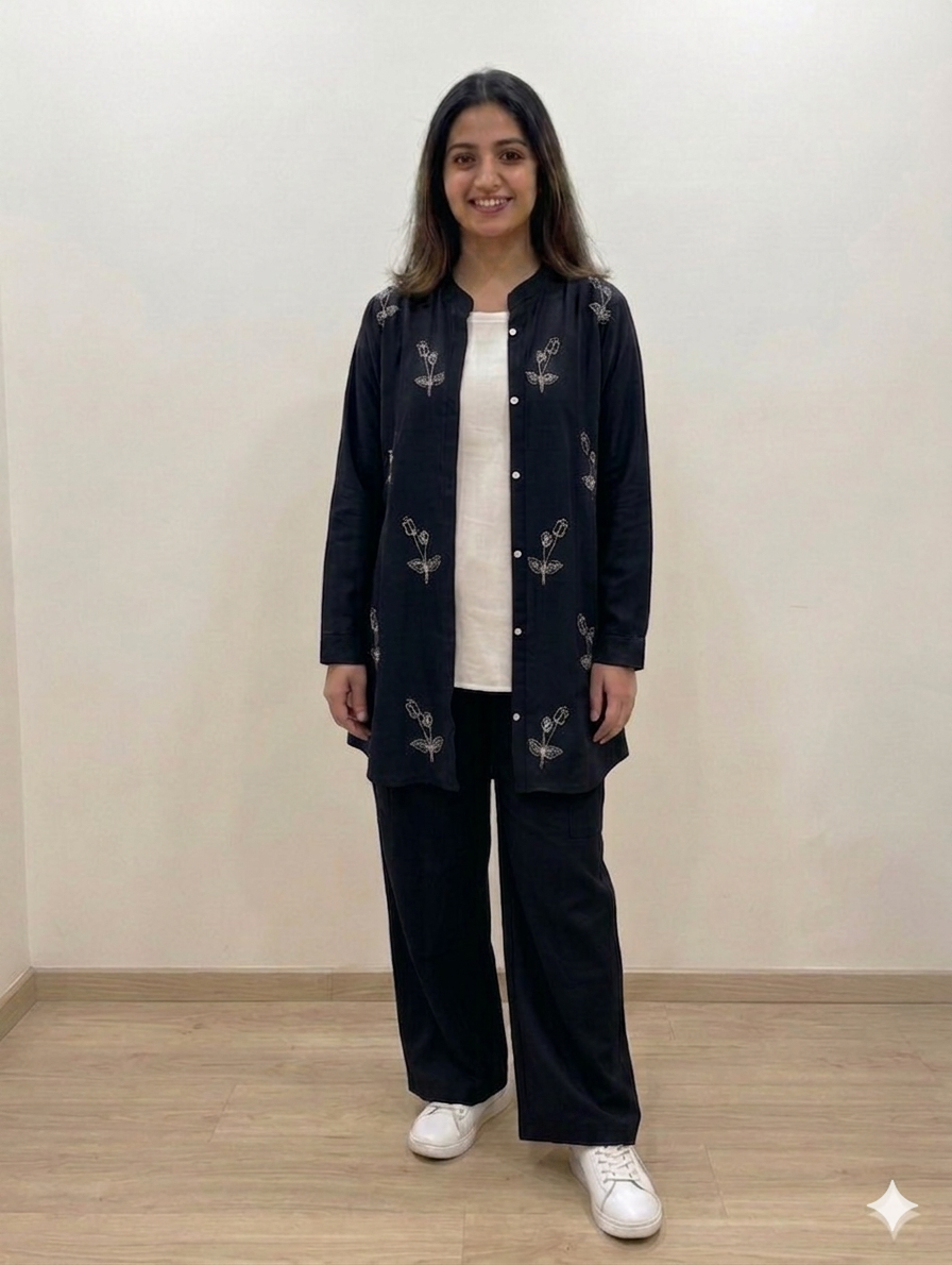 Cs052- 3pc Imported Grip Cordset- Embroidered Button Down Shirt With Inner And Cargo Trouser