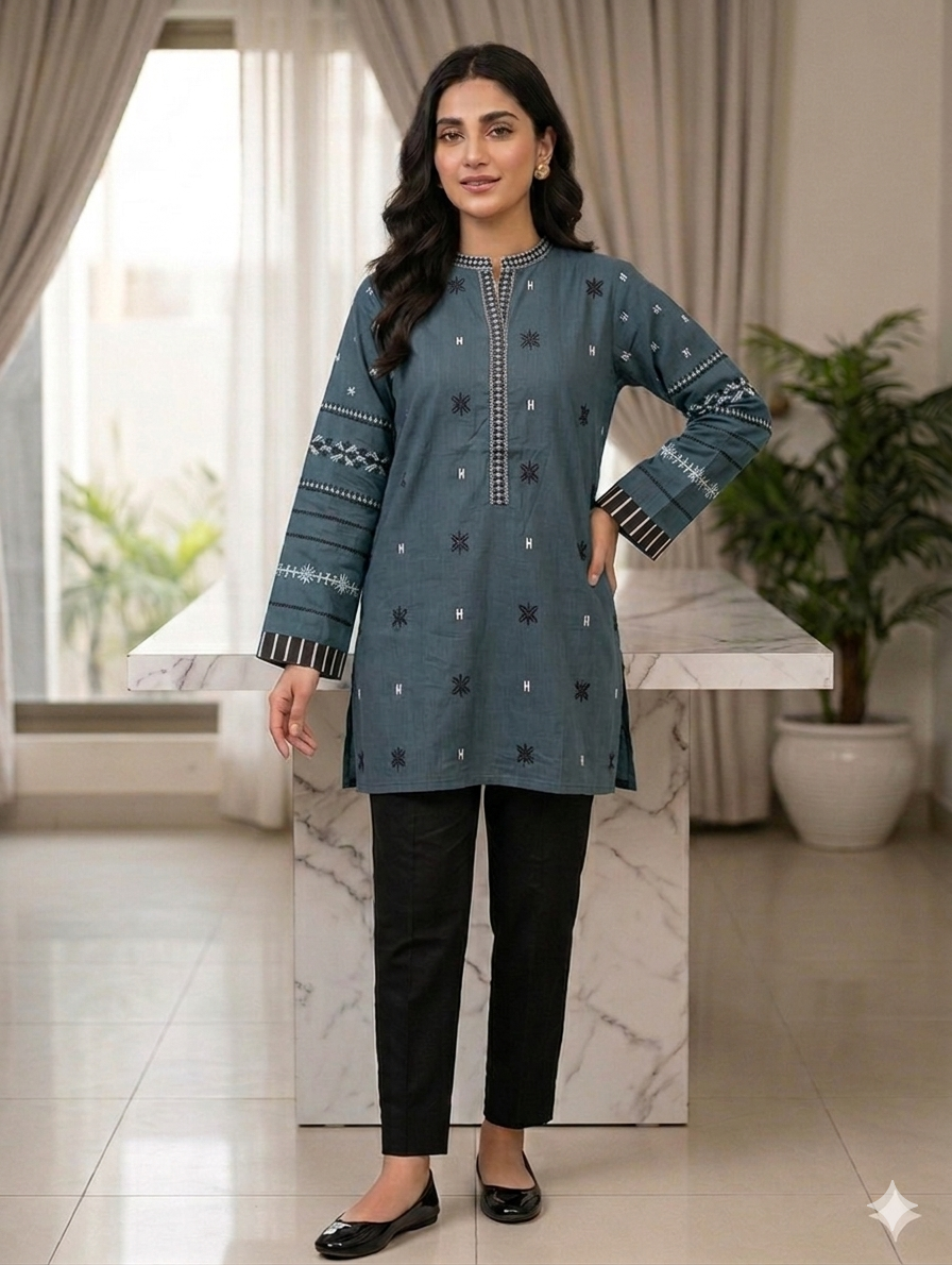 St126- Cotton Random Embroidered Top