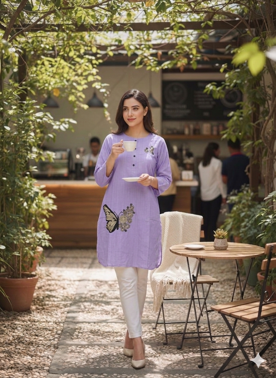 St069- Butterfly Embroidered Top