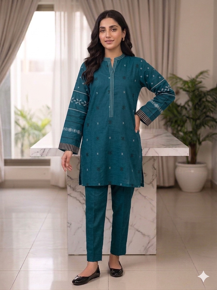 St126- Cotton Random Embroidered Top