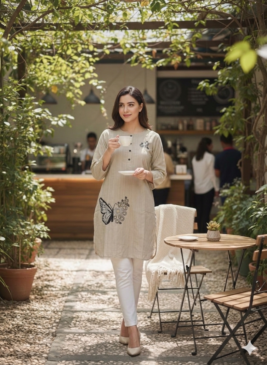 St069- Butterfly Embroidered Top