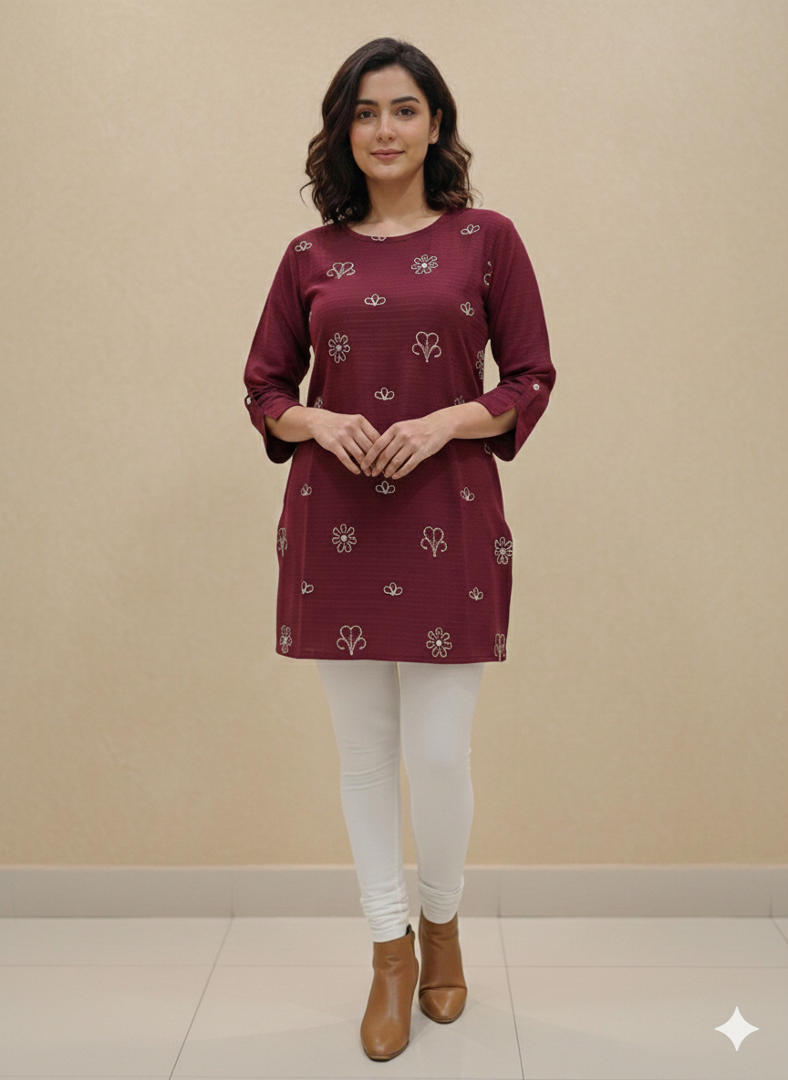 St114- New Crush Front Back Embroiderd Top