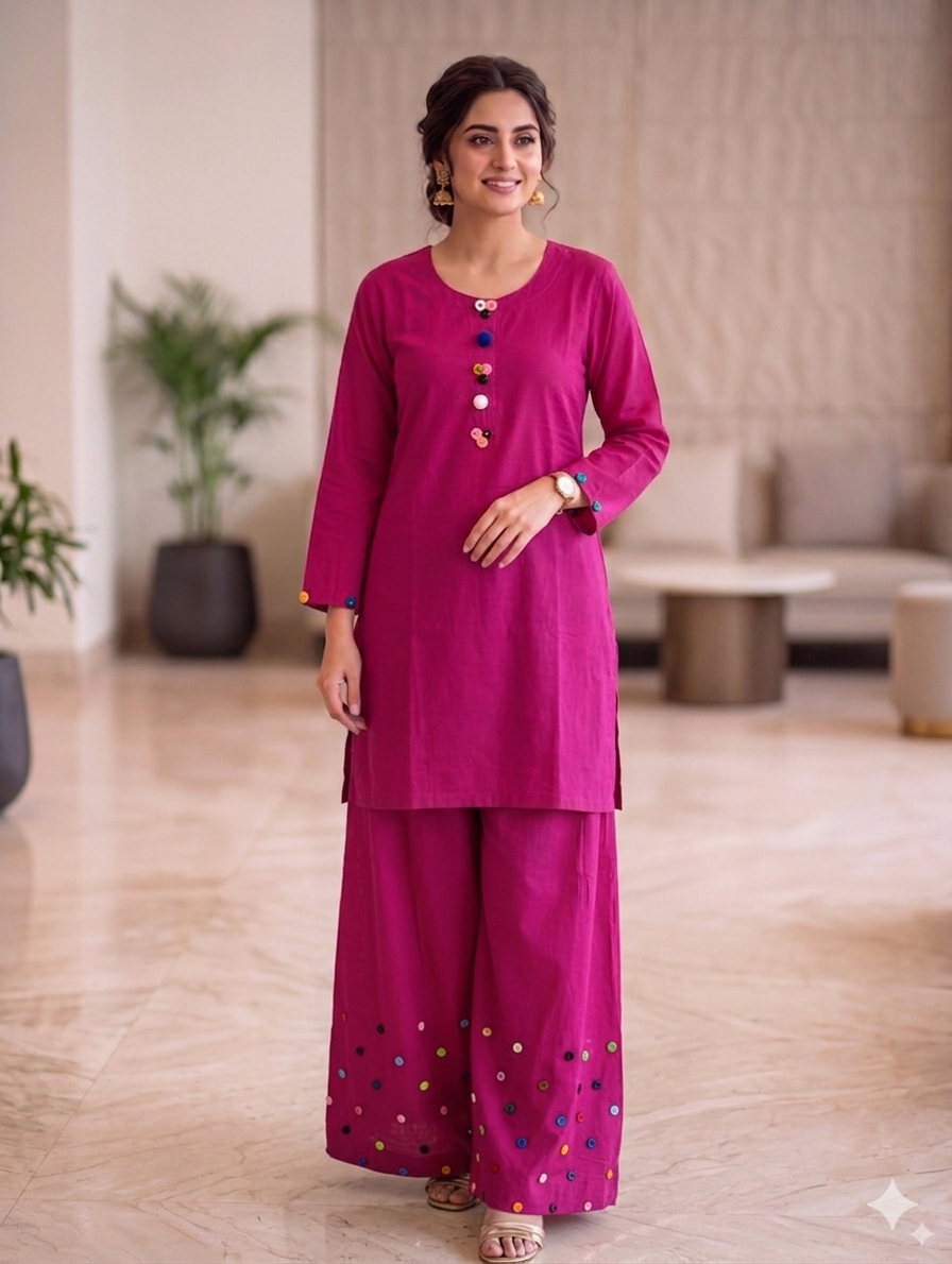 Sw001- Cotton Farshi Shalwar With Shirt And Chunri Multi Dupatta