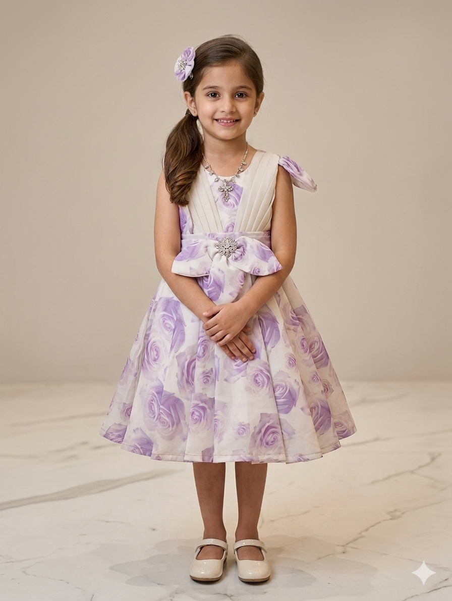 Ff035- Organza Printed Frock