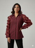 Gt011- Imported Grip Floral Sleeves Top