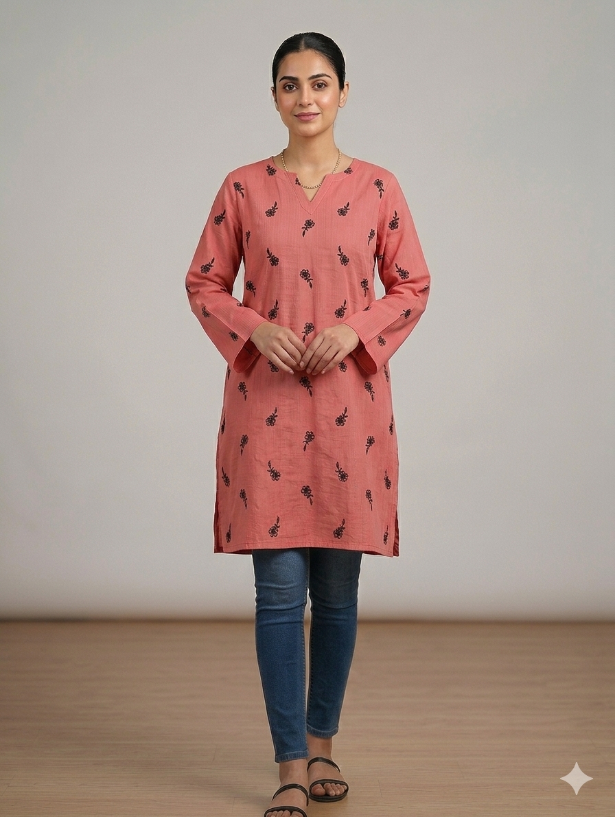 St133-Random Floral Embroidered Top