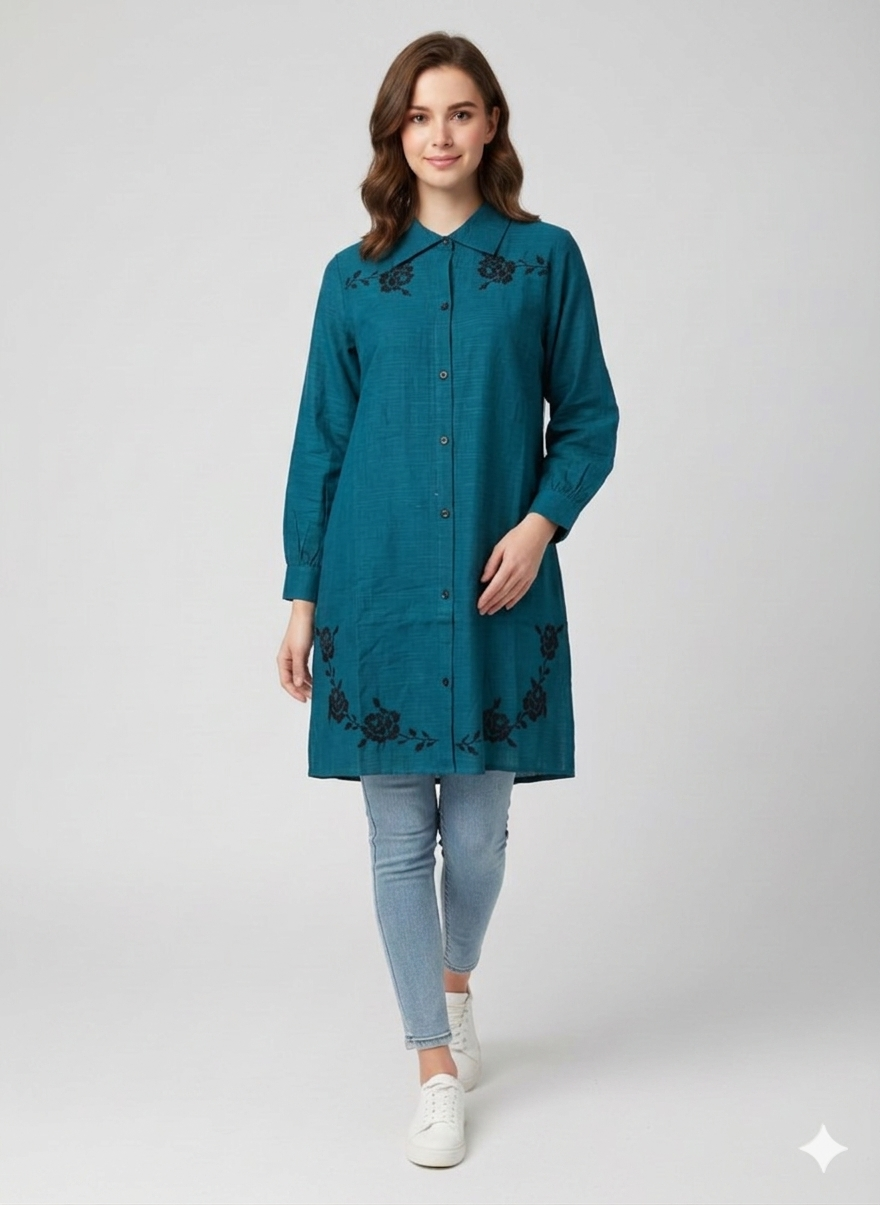 St053- Floral Embroidered Top