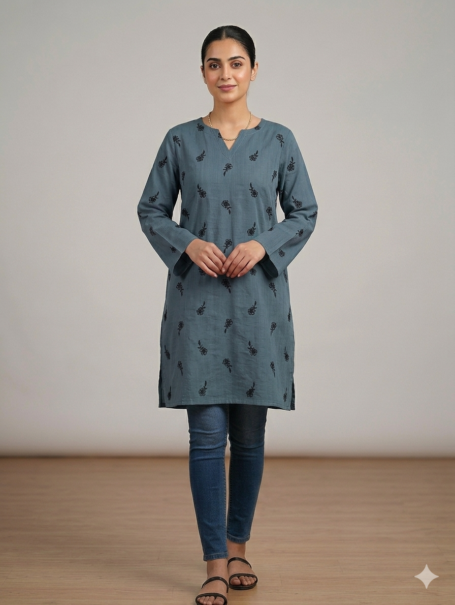 St133-Random Floral Embroidered Top