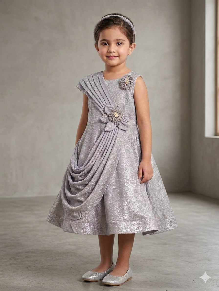 Ff012- Fancy Moonlight Frock With Side Flayers
