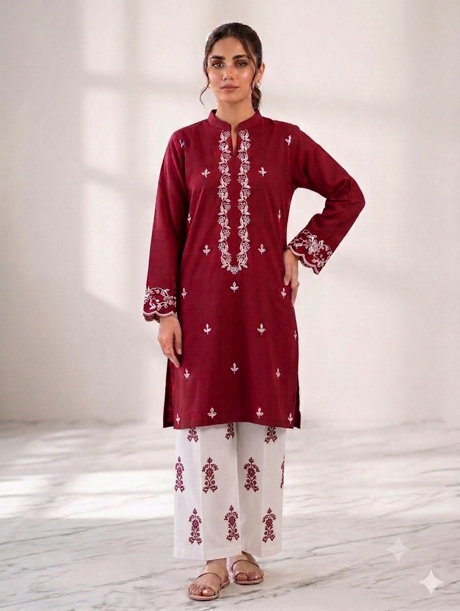 Cs057-Trending Heavy Embroidered Cotton Cordset