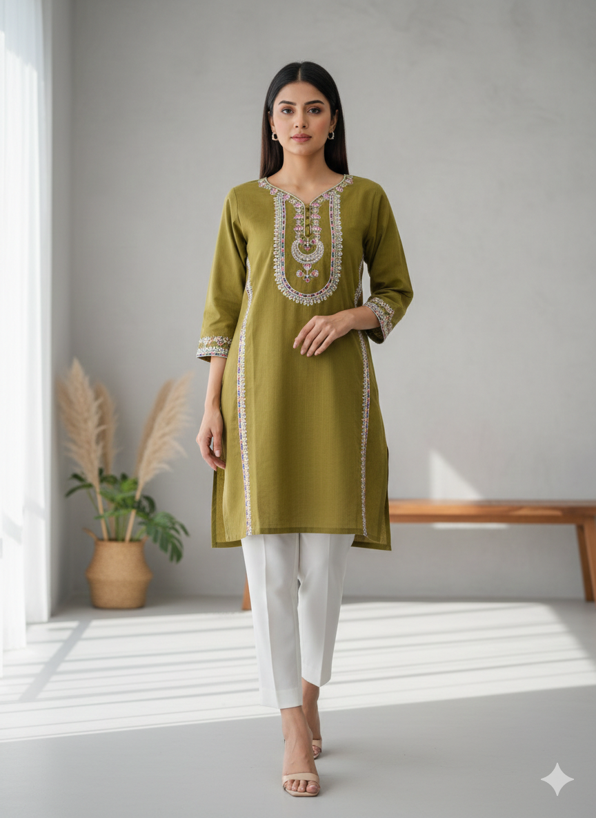 St015- Multi Sequence Embroidered Top