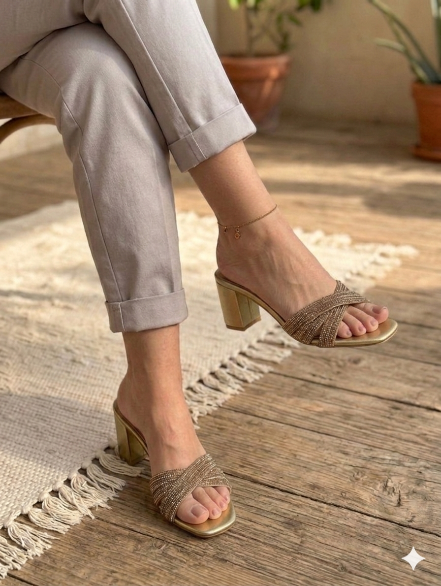 Sh006- Block Heel Cross String Chappal